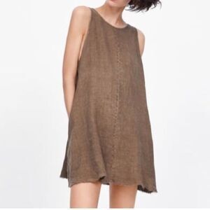 Zara Brown Sleeveless Dress